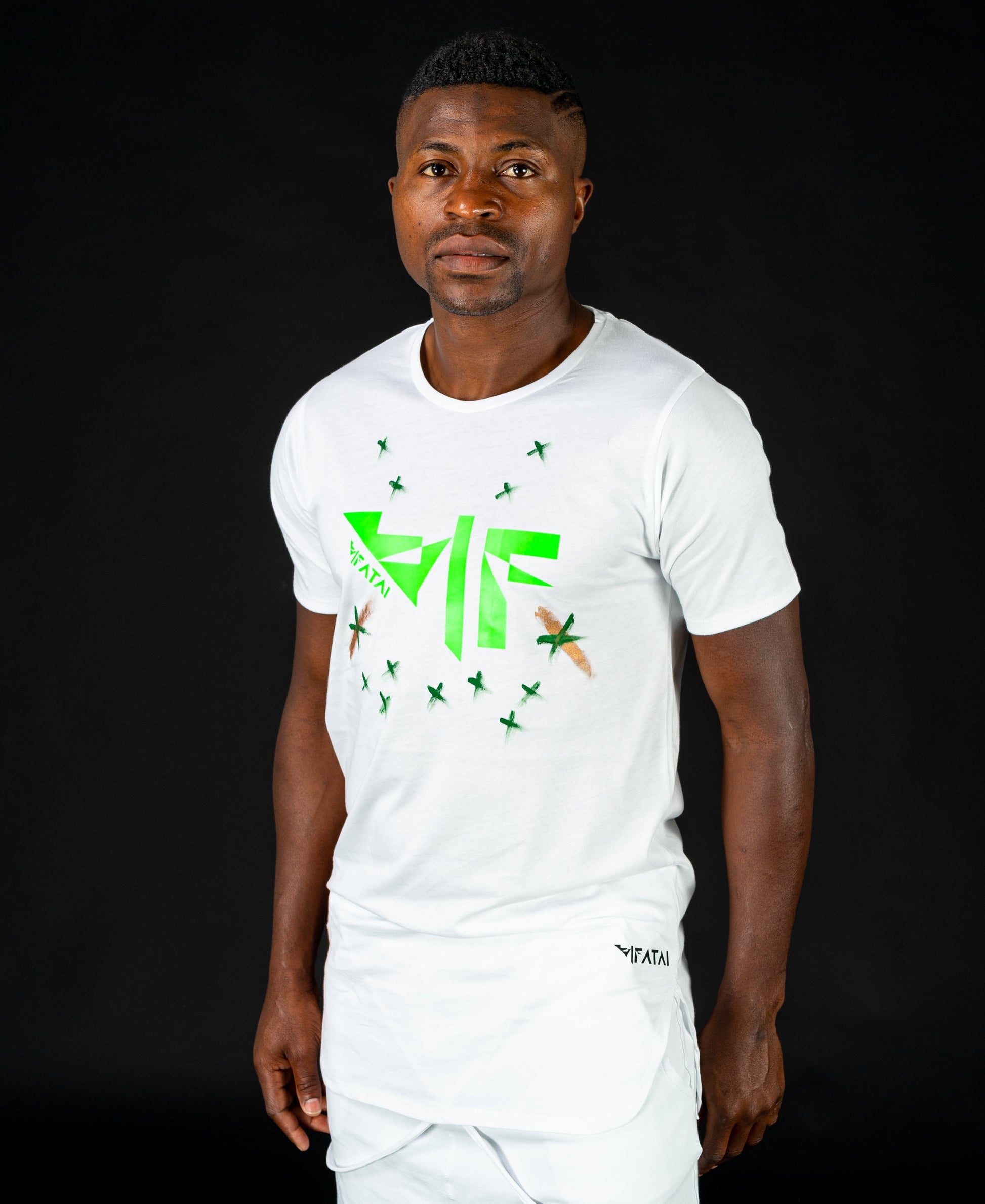 White t-shirt with green logo - painted - Fatai Style