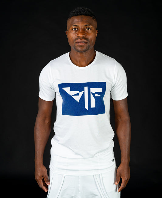 White t-shirt with bleu logo - Fatai Style