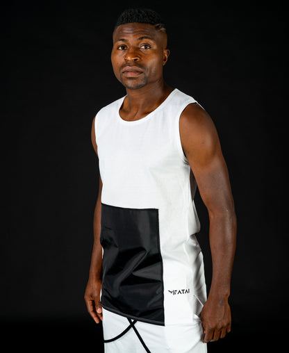 Sleveless t-shirt with black design - Fatai Style