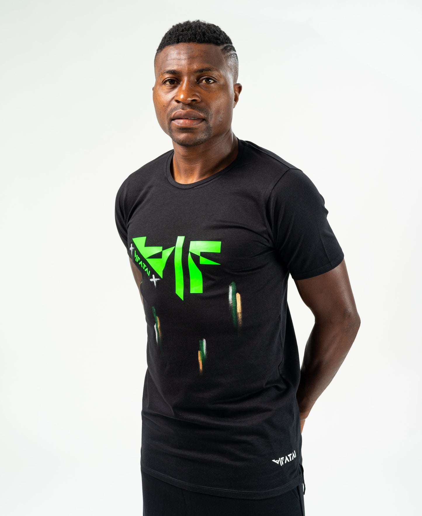 Black t-shirt with green logo - painted - Fatai Style