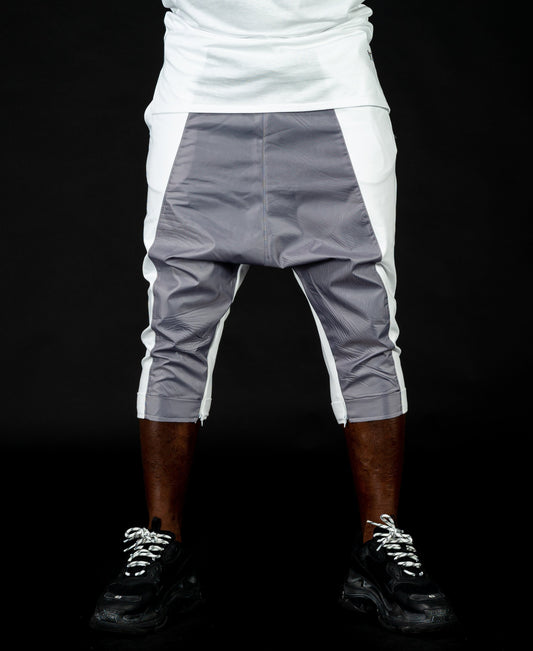 Short white&light grey trousers with fold - Fatai Style