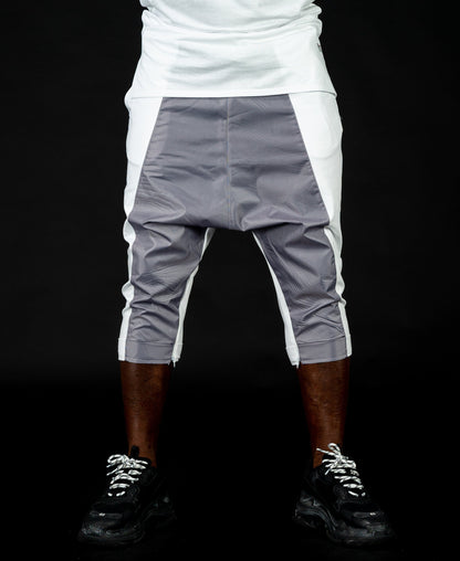 Short white&light grey trousers with fold - Fatai Style