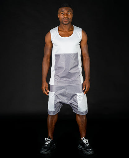 Sleveless t-shirt with grey design - Fatai Style