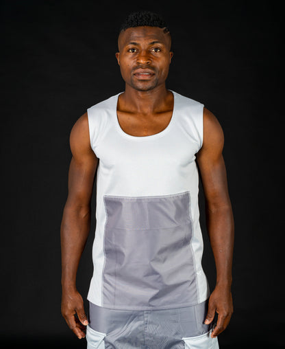 Sleveless t-shirt with grey design - Fatai Style
