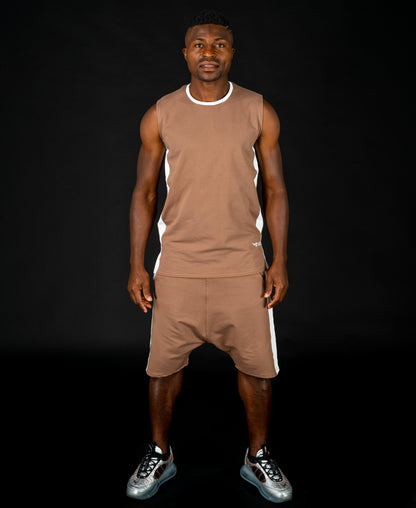 Brown tracksuit (sleeveless t-shirt+short trousers) - Fatai Style