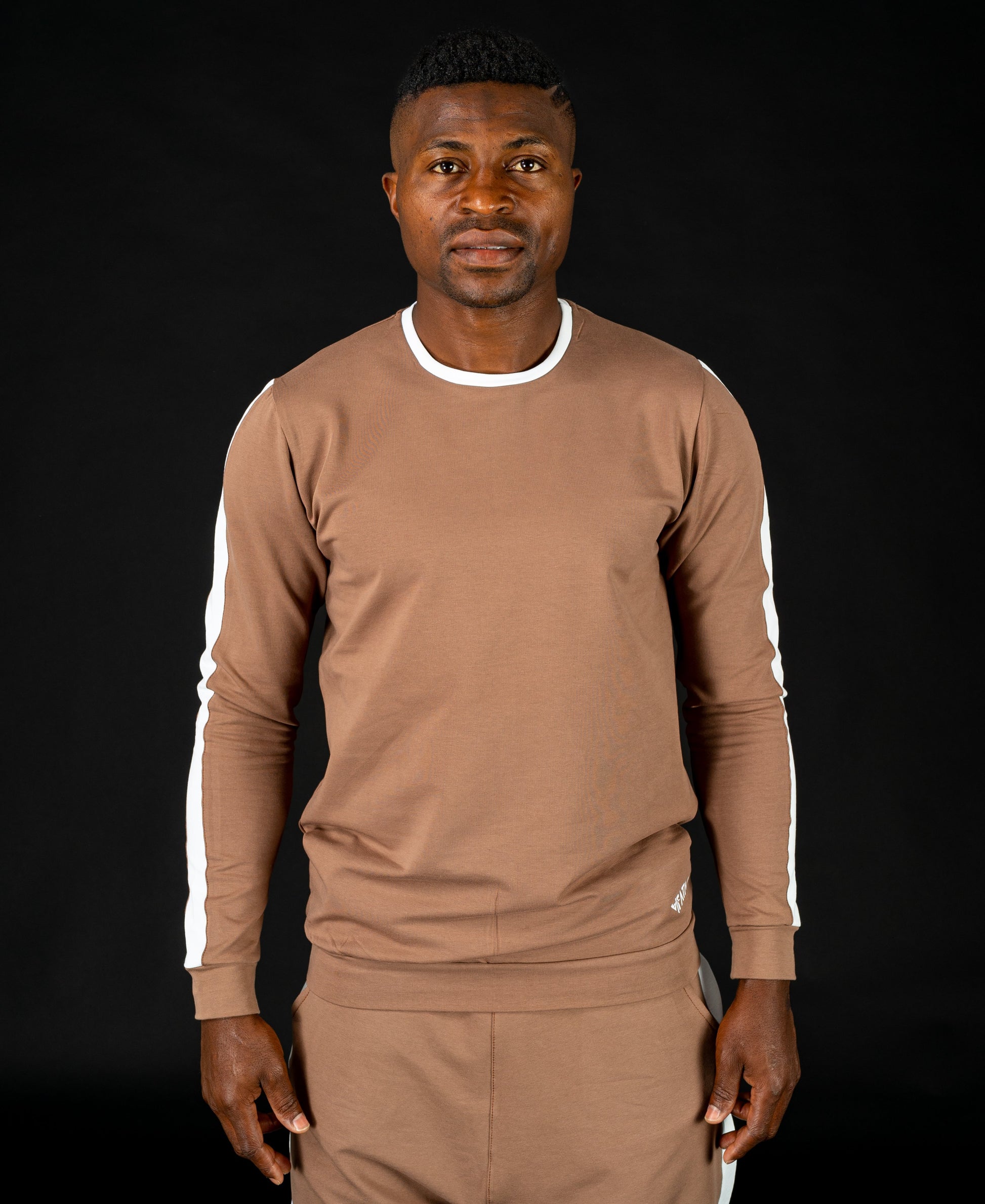 Long sleeve brown t-shirt with white line - Fatai Style