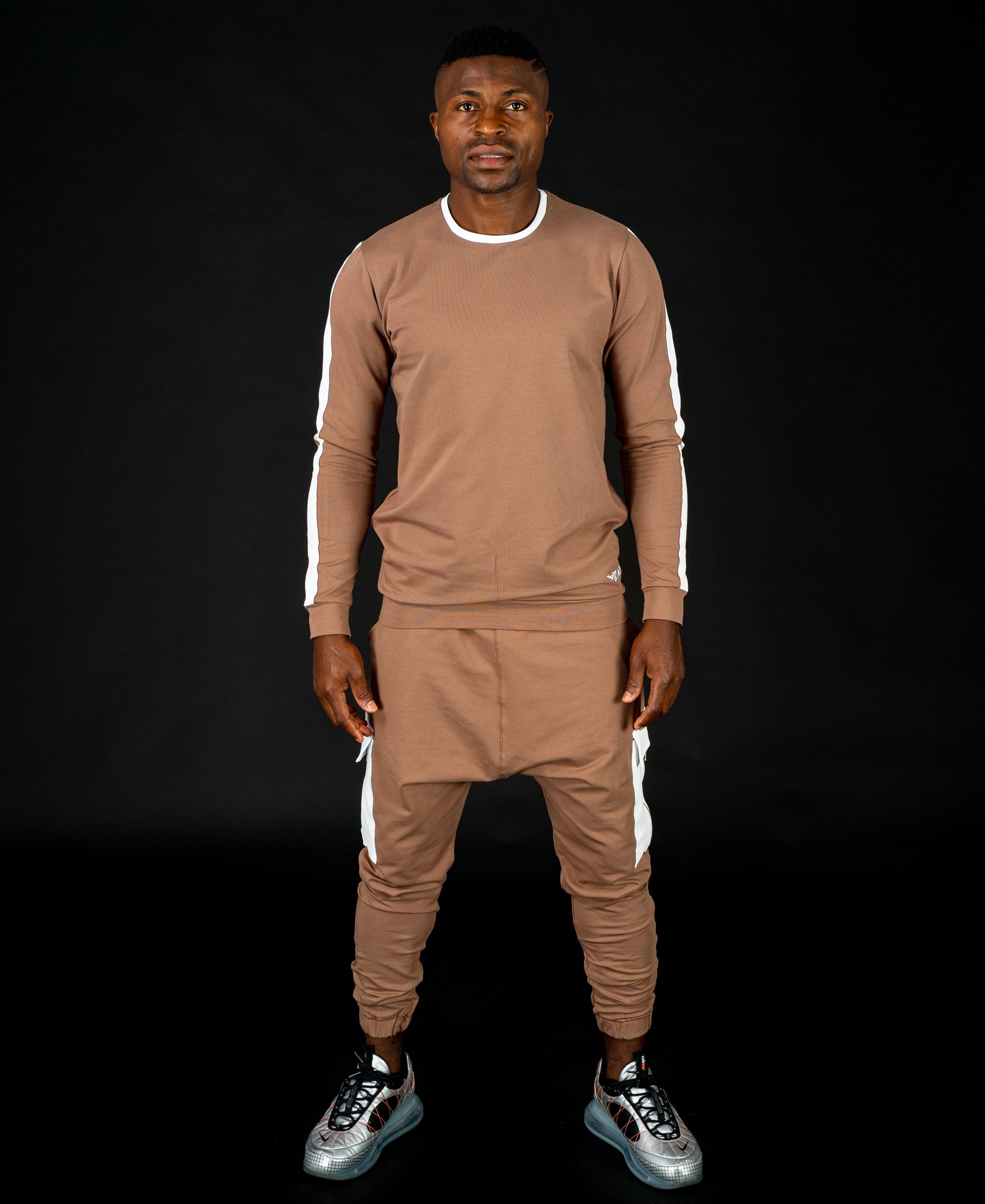 Brown tracksuit (long sleeve t-shirt+long trousers with pocket) - Fatai Style