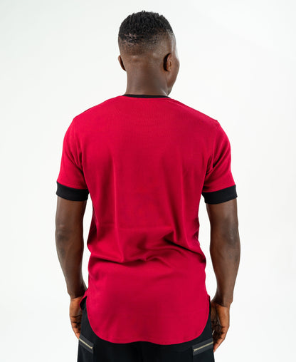 Burgundy t-shirt with black design and zip - Fatai Style