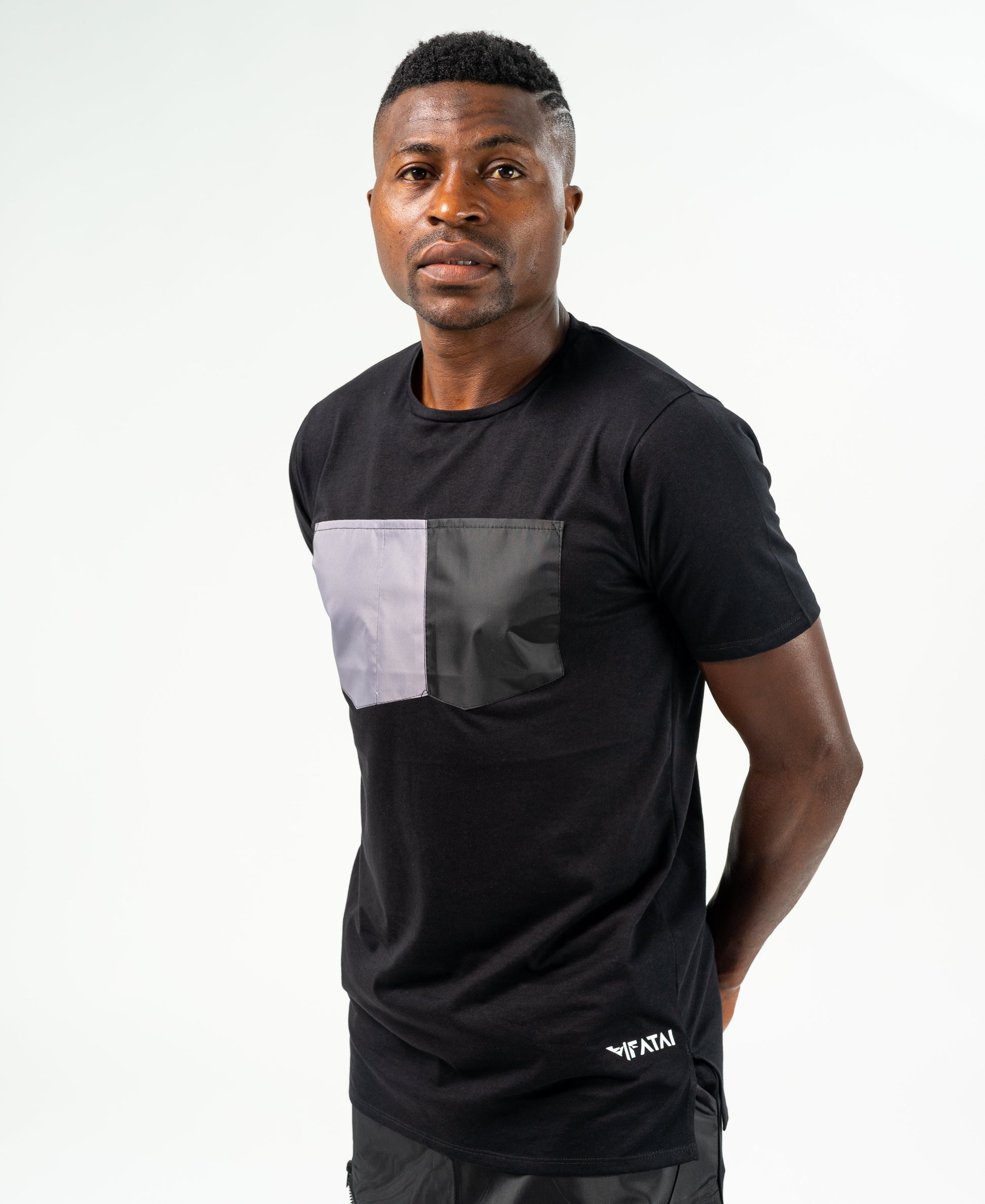 Black t-shirt with black and grey design - Fatai Style