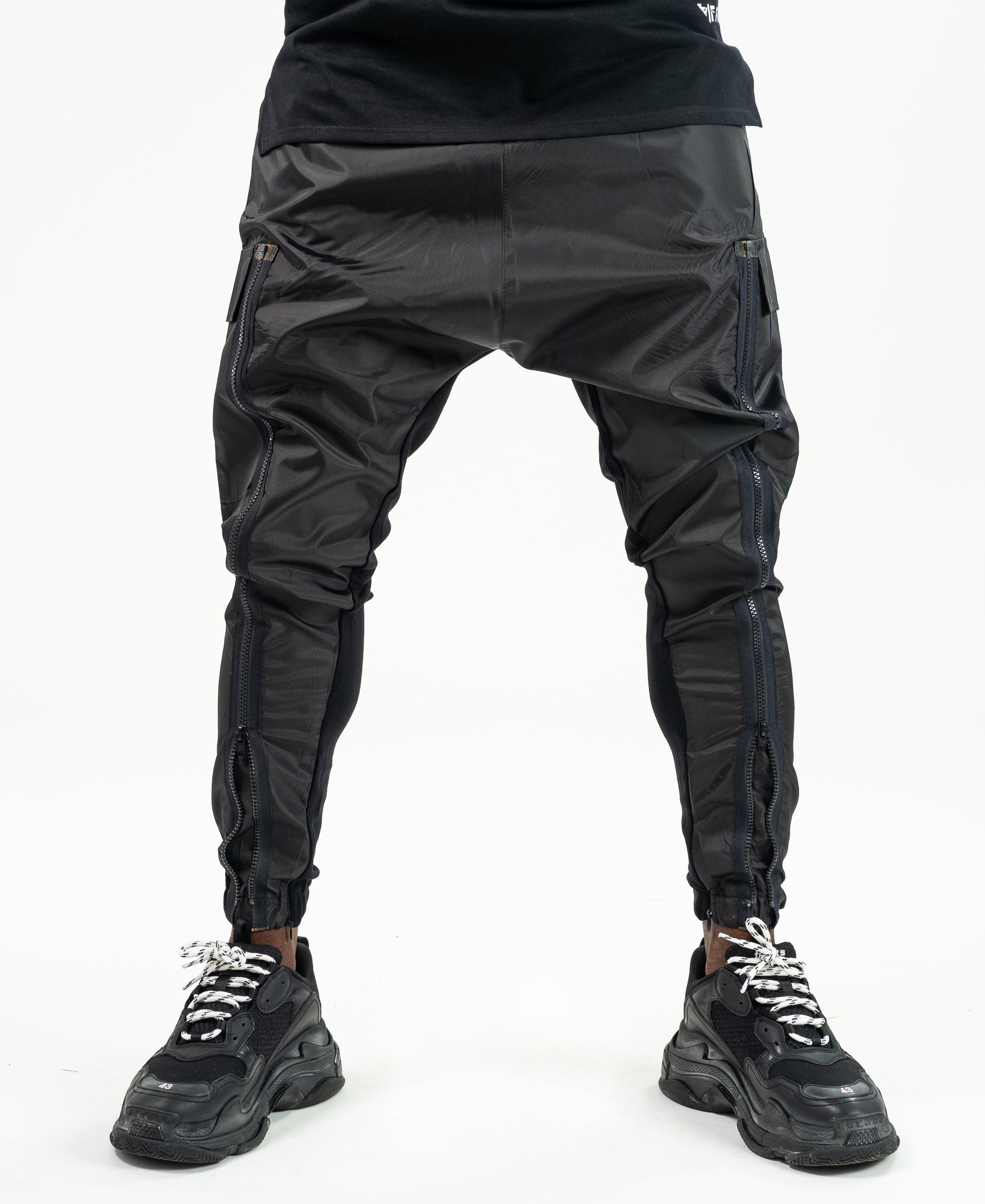 Special black trousers with zip on the front - Fatai Style