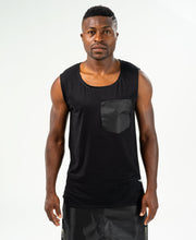 Încarcă imaginea în vizualizatorul Galerie, Black sleveless t-shirt with black pocket - Fatai Style
