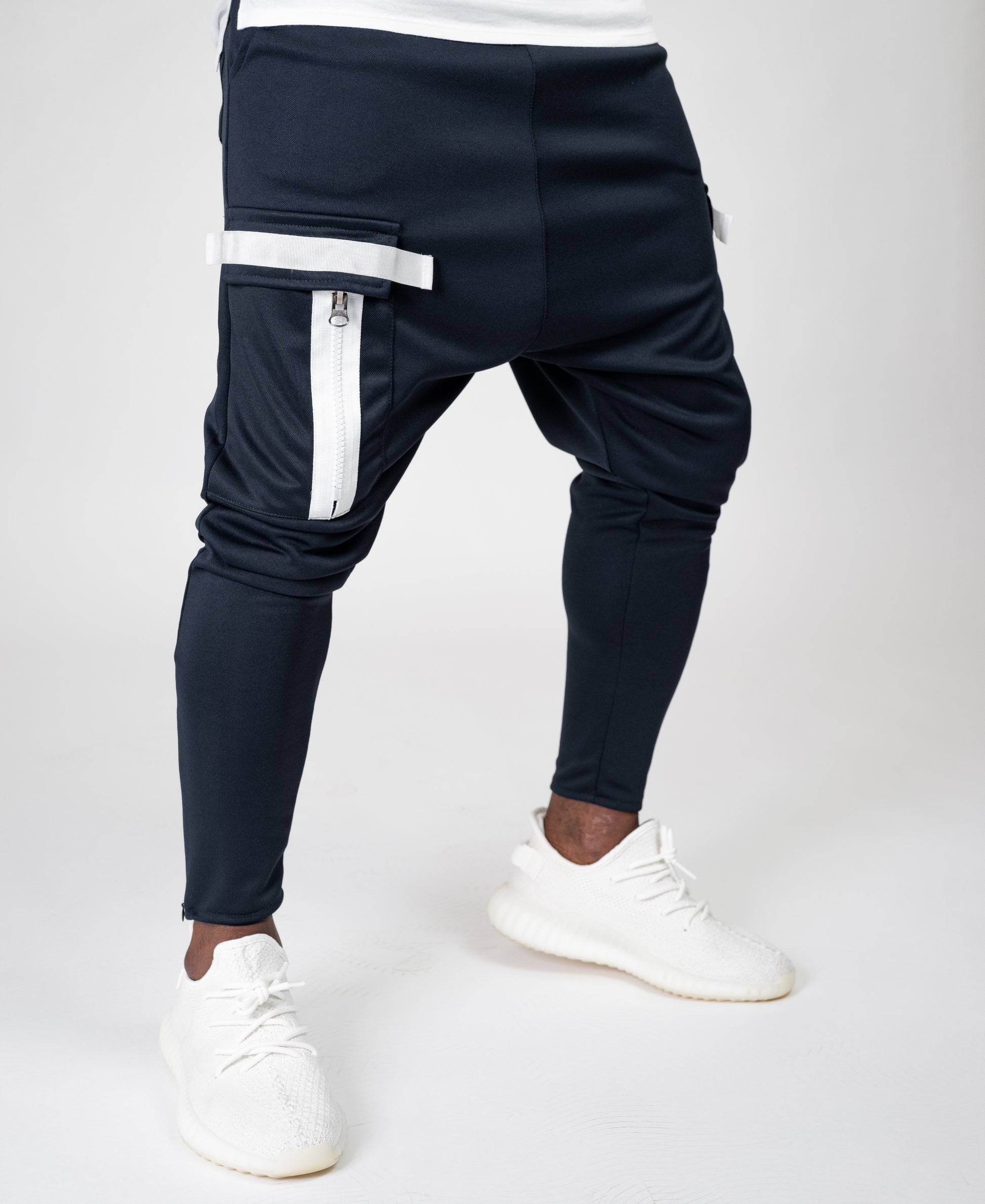 Bleumarin trousers with white zips - Fatai Style