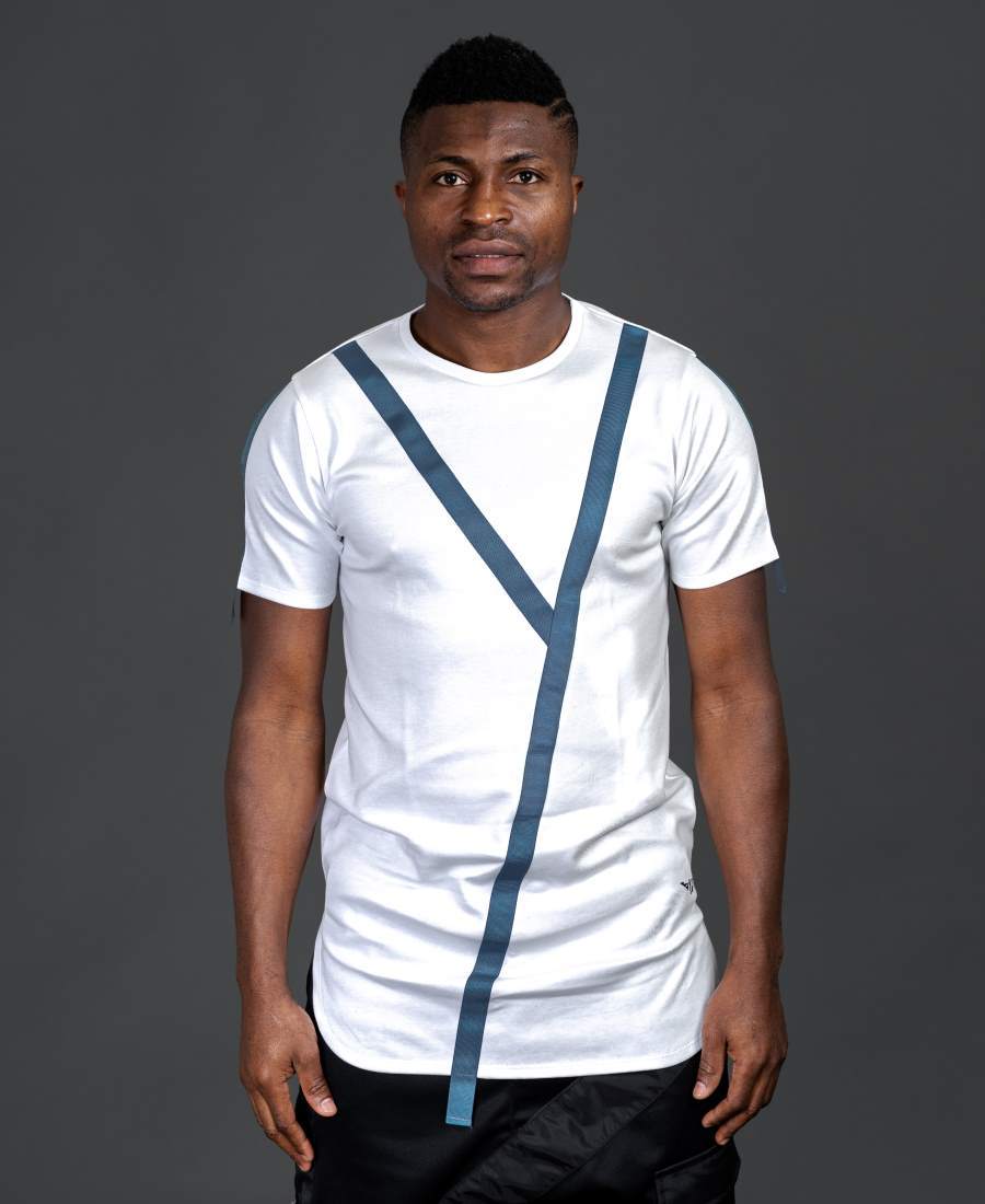 White t-shirt with blue design - Fatai Style