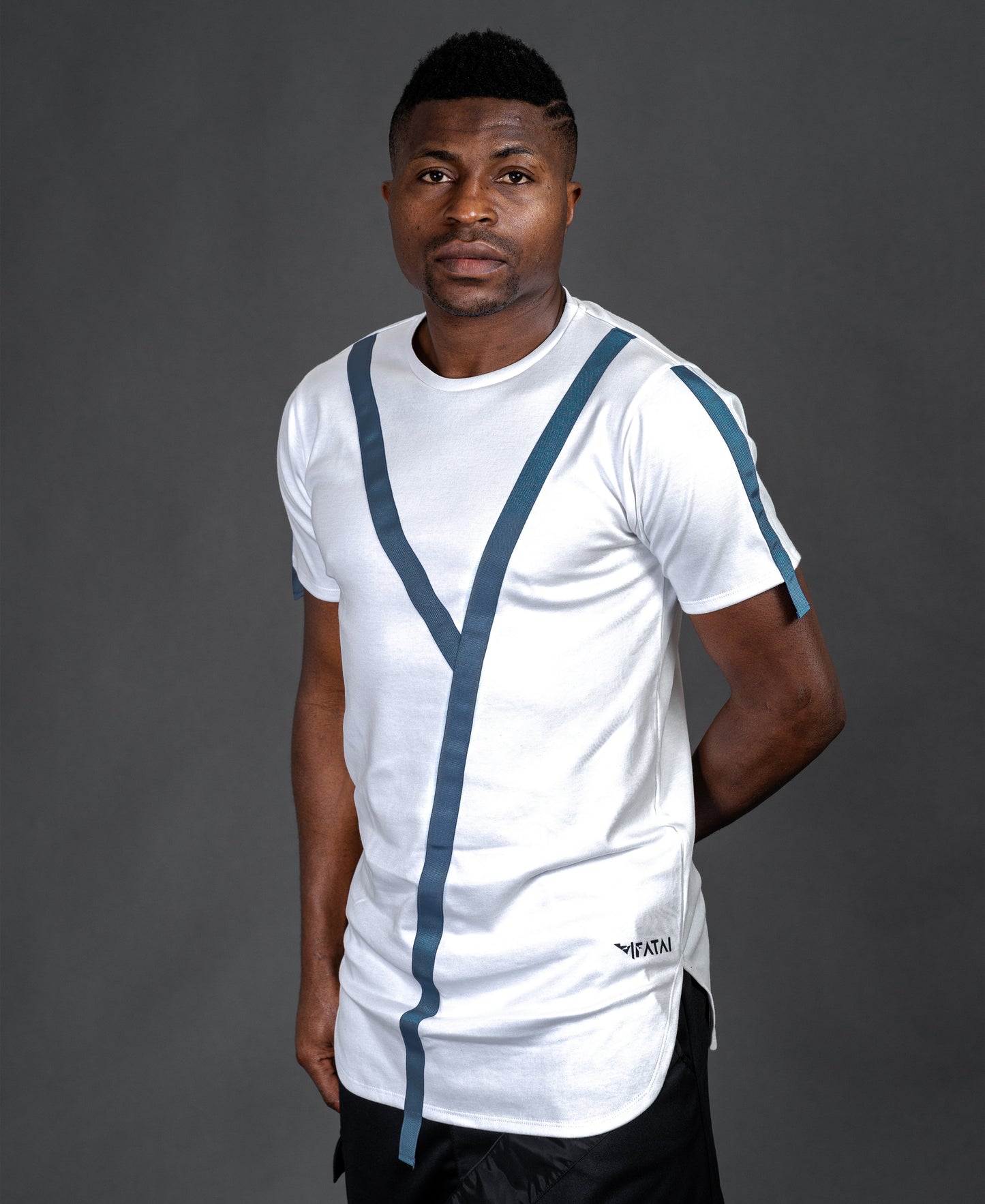 White t-shirt with blue design - Fatai Style