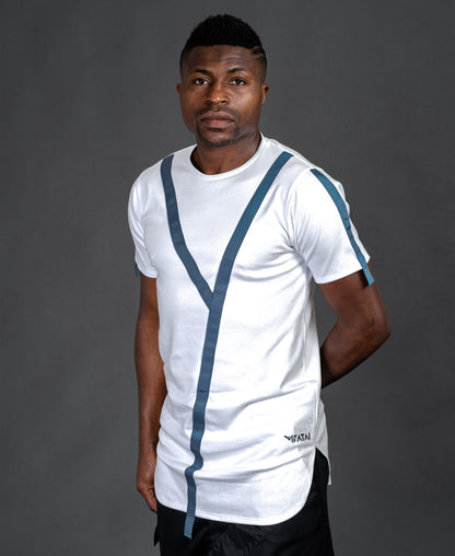 White t-shirt with blue design - Fatai Style