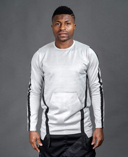 Grey blouse with special design and black lines - Fatai Style