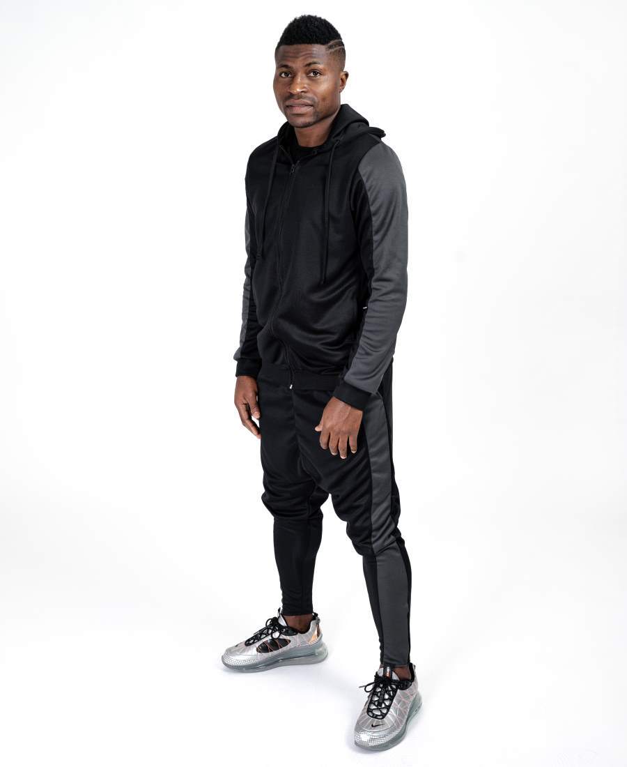 Black tracksuit with big grey lines - Fatai Style