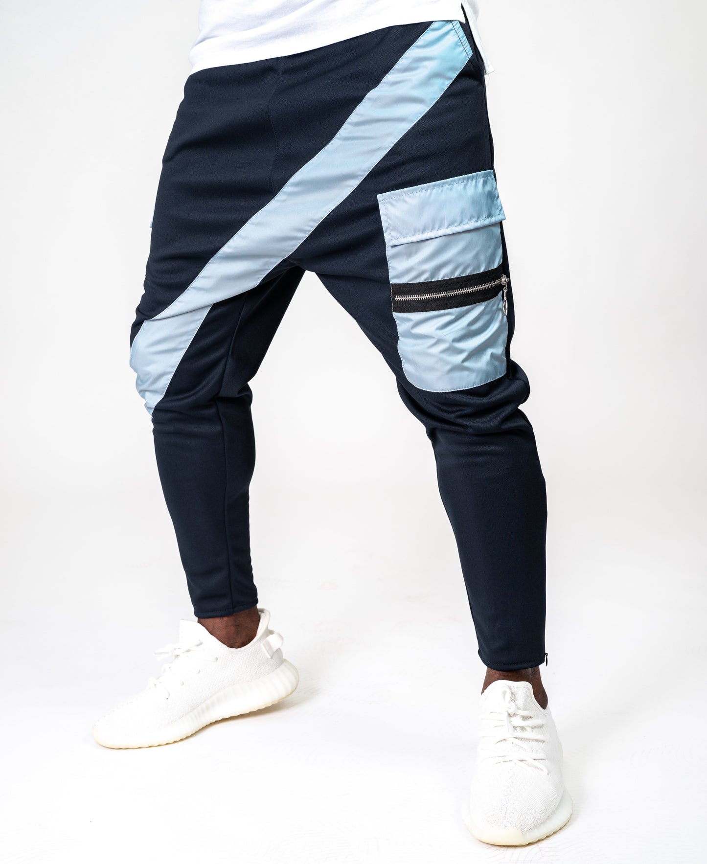 Bleumarin trousers with blue long line and pockets - Fatai Style