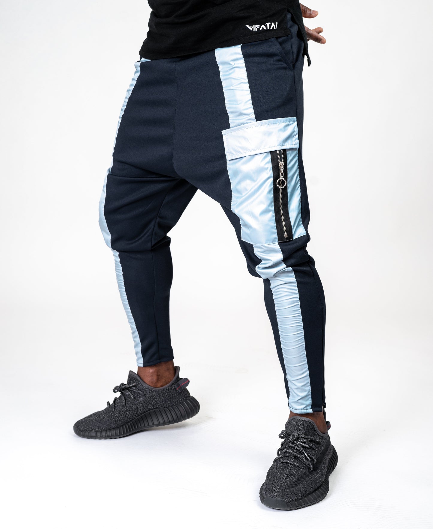Bleumarin trousers with straight blue line and one pocket - Fatai Style