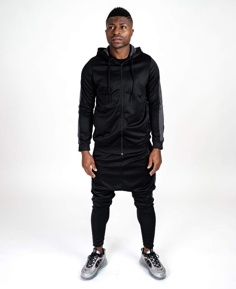 Black tracksuit with grey lines - Fatai Style