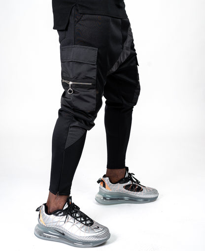 Black trousers with black long line and pockets - Fatai Style
