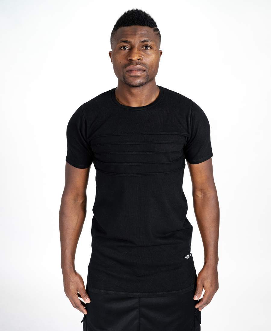 Black t-shirt with horizontal design - Fatai Style