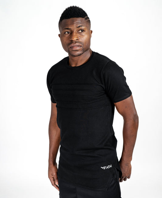 Black t-shirt with horizontal design - Fatai Style