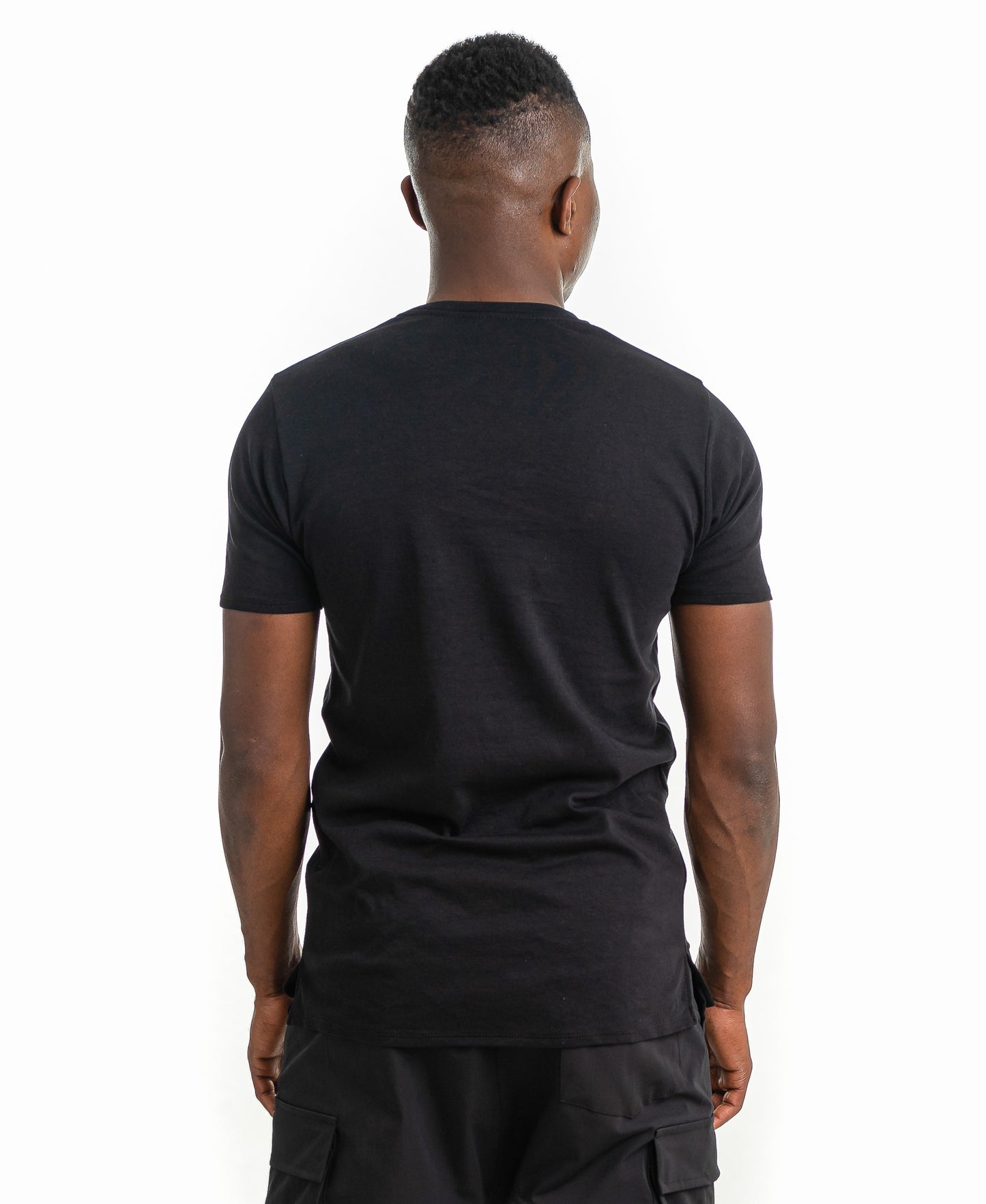 Tricou negru cu banda orizontala logo Fatai Style