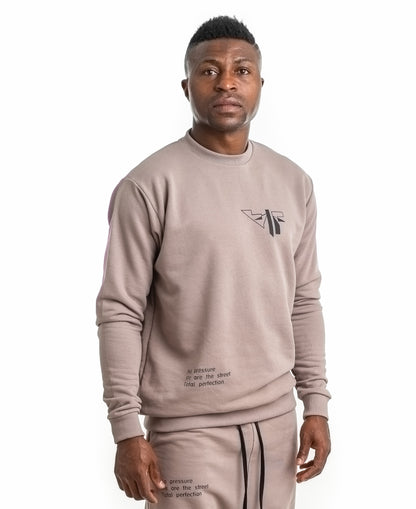 Hanorac capuccino cu logo si scris imprimat