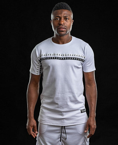 Tricou alb cu banda orizontala logo Fatai Style