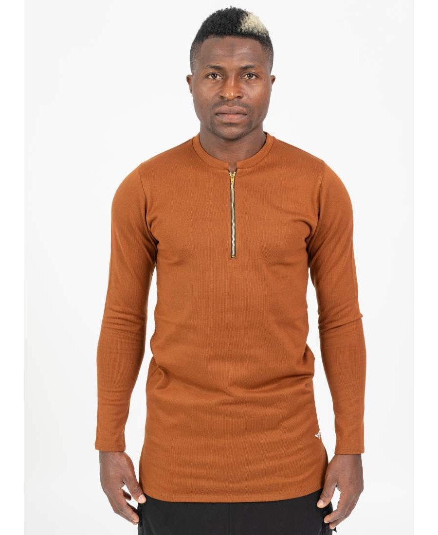 Brown Shirt with Zip - Fatai Style