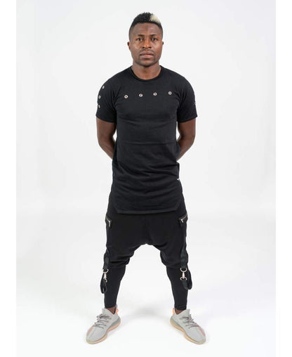 Black T-shirt with round accesories - Fatai Style
